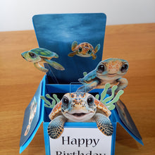 Load image into Gallery viewer, Turtle pop up box card
