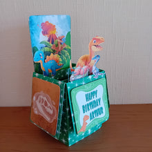 Load image into Gallery viewer, Dinosaur Jurassic pop up box card
