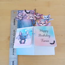 Load image into Gallery viewer, Pastel vampire bat pop up box card
