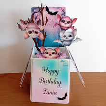 Load image into Gallery viewer, Pastel vampire bat pop up box card
