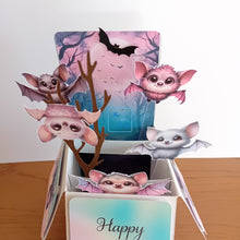 Load image into Gallery viewer, Pastel vampire bat pop up box card
