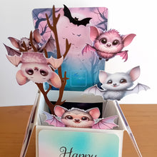 Load image into Gallery viewer, Pastel vampire bat pop up box card
