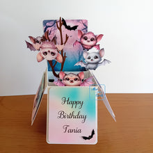 Load image into Gallery viewer, Pastel vampire bat pop up box card
