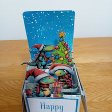 Load image into Gallery viewer, Christmas dinosaur pop up box card
