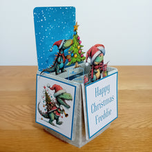 Load image into Gallery viewer, Christmas dinosaur pop up box card
