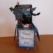 Load image into Gallery viewer, Christmas vampire bat pop up box card
