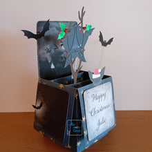 Load image into Gallery viewer, Christmas vampire bat pop up box card
