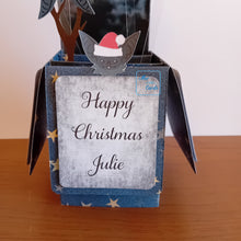 Load image into Gallery viewer, Christmas vampire bat pop up box card
