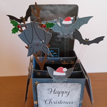 Load image into Gallery viewer, Christmas vampire bat pop up box card
