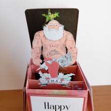 Load image into Gallery viewer, Tattooed Santa pop up box card
