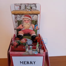 Load image into Gallery viewer, Bad grumpy Santa pop up box card
