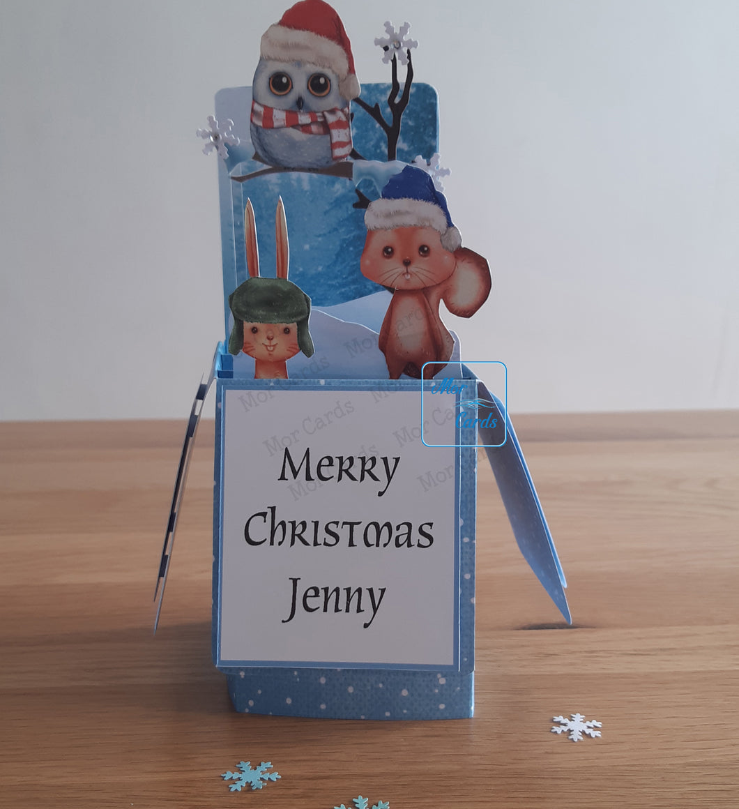 Forest animals Christmas pop up box card