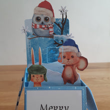 Load image into Gallery viewer, Forest animals Christmas pop up box card
