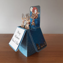 Load image into Gallery viewer, Santa and sleigh Christmas pop up box card
