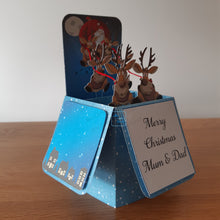 Load image into Gallery viewer, Santa and sleigh Christmas pop up box card
