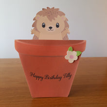 Load image into Gallery viewer, Hedgehog in a flower pot pop out card
