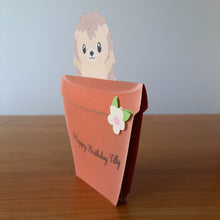 Load image into Gallery viewer, Hedgehog in a flower pot pop out card
