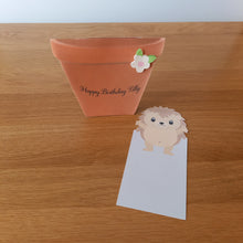 Load image into Gallery viewer, Hedgehog in a flower pot pop out card
