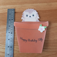 Load image into Gallery viewer, Hedgehog in a flower pot pop out card
