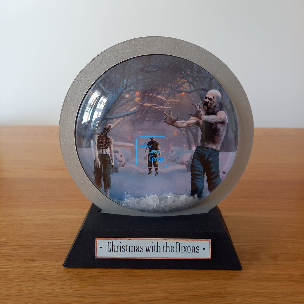 Zombie Christmas snowglobe card