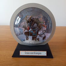 Load image into Gallery viewer, Krampus Christmas snowglobe card
