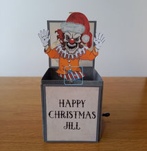 Load image into Gallery viewer, Christmas Jack in the box horror clown card
