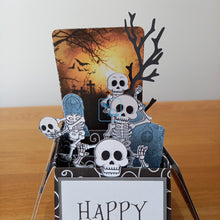 Load image into Gallery viewer, Skeletons and graveyard pop up box card
