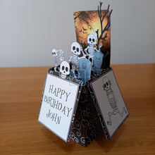 Load image into Gallery viewer, Skeletons and graveyard pop up box card
