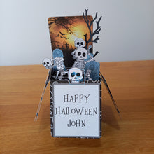 Load image into Gallery viewer, Skeletons and graveyard pop up box card
