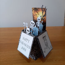 Load image into Gallery viewer, Skeletons and graveyard pop up box card
