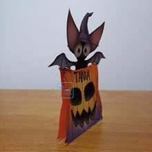 Load image into Gallery viewer, Bat and pumpkin bag pop out card
