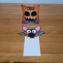 Load image into Gallery viewer, Bat and pumpkin bag pop out card
