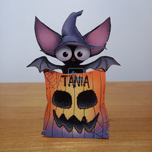 Load image into Gallery viewer, Bat and pumpkin bag pop out card
