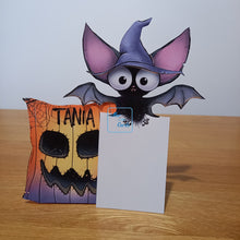 Load image into Gallery viewer, Bat and pumpkin bag pop out card
