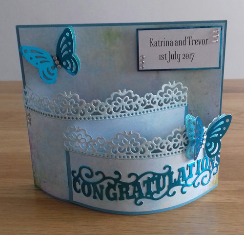 3d card with congratulations on the front and butterflies